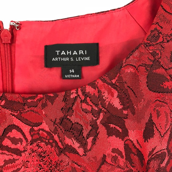 Tahari by ASL Side Ruche Jacquard Sheath Dress 14 - Picture 4 of 8